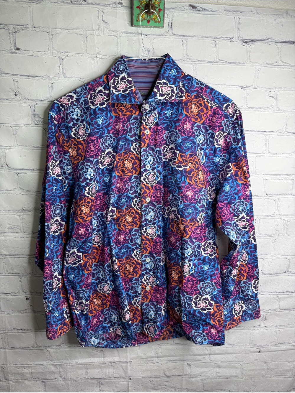 Alan Flusser Floral Colorful Button Down Shirt Medium